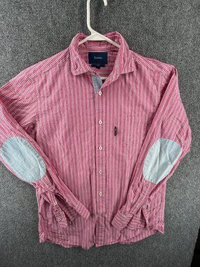 Faconnable Club Small Striped Pink Shirt Pocket Long Sleeve Men Button Up Spread